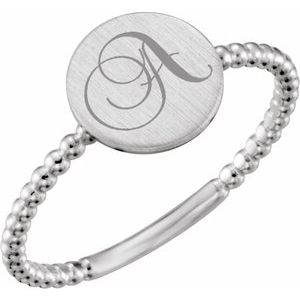 Continuum Sterling Silver Round Engravable Beaded Ring - BN & CO JEWELRY