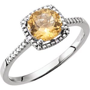 Sterling Silver Natural Citrine & .01 CTW Natural Diamond Ring - BN & CO JEWELRY