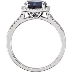 Sterling Silver Lab-Grown Blue Sapphire & .01 CTW Natural Diamond Ring - BN & CO JEWELRY