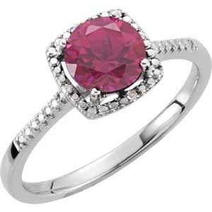 Sterling Silver Lab-Grown Ruby & .01 CTW Natural Diamond Ring - BN & CO JEWELRY