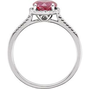 Sterling Silver Lab-Grown Ruby & .01 CTW Natural Diamond Ring - BN & CO JEWELRY