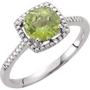 Sterling Silver Natural Peridot & .01 CTW Natural Diamond Ring - BN & CO JEWELRY