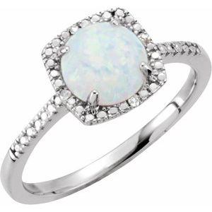 Sterling Silver Lab-Grown White Opal & .01 CTW Natural Diamond Ring - BN & CO JEWELRY