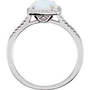 Sterling Silver Lab-Grown White Opal & .01 CTW Natural Diamond Ring - BN & CO JEWELRY