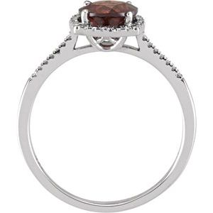 Sterling Silver Natural Mozambique Garnet & .01 CTW Natural Diamond Ring - BN & CO JEWELRY