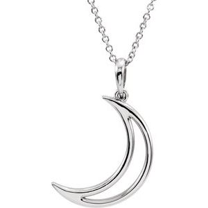 Sterling Silver 25.65x4.7 mm Crescent Moon 16" Necklace - BN & CO JEWELRY