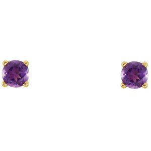 14K Yellow Imitation Amethyst Youth Earrings - BN & CO JEWELRY