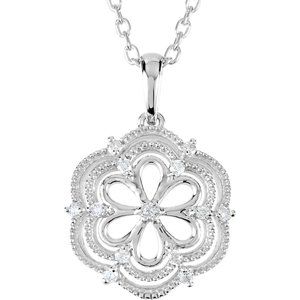 Sterling Silver .08 CTW Natural Diamond 18" Necklace - BN & CO JEWELRY