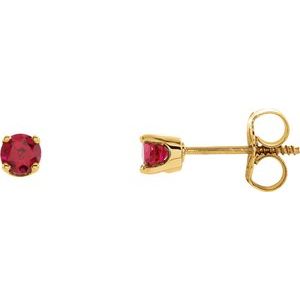 14K Yellow Imitation Ruby Youth Earrings - BN & CO JEWELRY