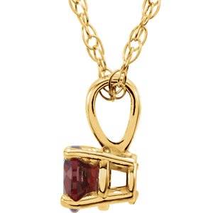 14K Yellow 3 mm Imitation Mozambique Garnet Youth Solitaire 14" Necklace - BN & CO JEWELRY