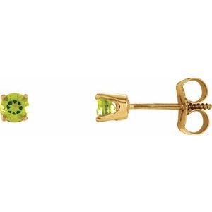 14K Yellow Imitation Peridot Youth Earrings - BN & CO JEWELRY