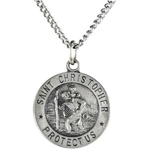 Sterling Silver 15 mm St. Christopher Medal 18â€ Necklace - BN & CO JEWELRY