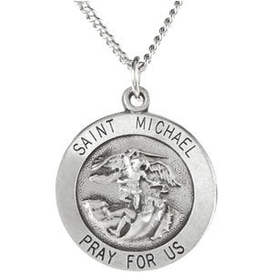 Sterling Silver 22 mm St. Michael Medal Necklace - BN & CO JEWELRY