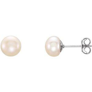 Sterling Silver 6-7 mm Cultured White Freshwater Pearl Earrings - BN & CO JEWELRY