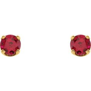 14K Yellow Imitation Ruby Youth Earrings - BN & CO JEWELRY