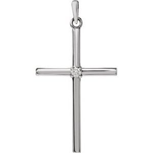 Sterling Silver 30.4x16.3 mm .03 CT Natural Diamond Cross Pendant - BN & CO JEWELRY