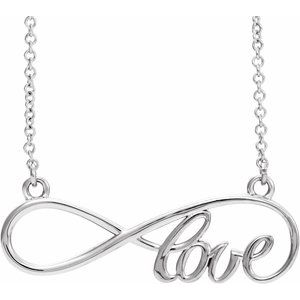 Sterling Silver 27.5x8.4 mm Infinity-Inspired Love 17" Necklace - BN & CO JEWELRY