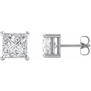 14K White 6.5x6.5 mm Square Forever Oneâ„¢ Lab-Grown Moissanite Earrings - BN & CO JEWELRY