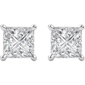 14K White 6.5x6.5 mm Square Forever Oneâ„¢ Lab-Grown Moissanite Earrings - BN & CO JEWELRY