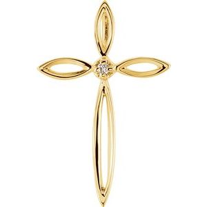 14K Yellow .01 CTW Natural Diamond Cross Pendant - BN & CO JEWELRY