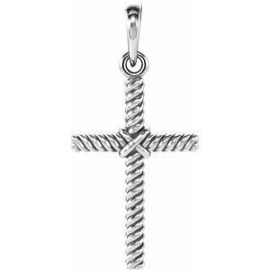 14K White 17.5x11.3 mm Rope Cross Pendant - BN & CO JEWELRY