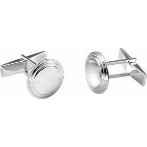 Sterling Silver Posh MommyÂ® Engravable Round Cuff Links - BN & CO JEWELRY