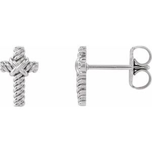 14K White Rope Cross Earrings - BN & CO JEWELRY