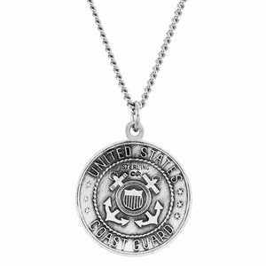 Sterling Silver 18 mm Round St. Christopher U.S. Coast Guard Medal 18" Necklace - BN & CO JEWELRY