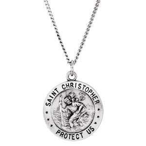 Sterling Silver 18 mm Round St. Christopher U.S. Coast Guard Medal 18" Necklace - BN & CO JEWELRY