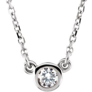 Rhodium-Plated Sterling Silver 4 mm Round Imitation Diamond Solitaire 16" Necklace - BN & CO JEWELRY