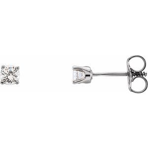 14K White Imitation Diamond Youth Earrings - BN & CO JEWELRY