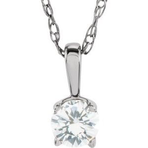 Sterling Silver 3 mm Imitation Diamond Youth Solitaire 14" Necklace - BN & CO JEWELRY