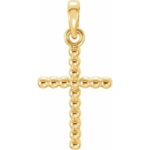 14K Yellow 13.5x9.4 mm Beaded Cross Pendant - BN & CO JEWELRY