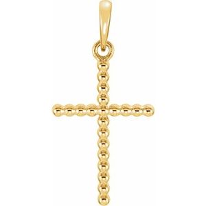 14K Yellow 17.5x12.1 mm Beaded Cross Pendant - BN & CO JEWELRY