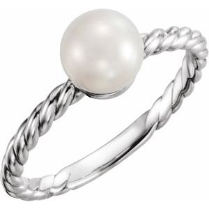 Sterling Silver 5.5-6 mm Cultured White Freshwater Pearl Ring - BN & CO JEWELRY