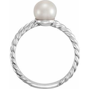 Sterling Silver 5.5-6 mm Cultured White Freshwater Pearl Ring - BN & CO JEWELRY