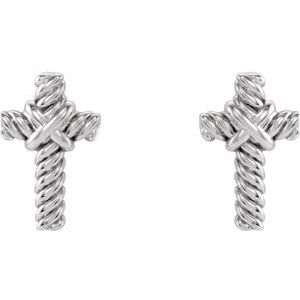 14K White Rope Cross Earrings - BN & CO JEWELRY