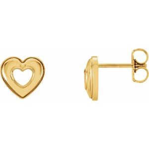 14K Yellow 8.5x8 mm Heart Earrings - BN & CO JEWELRY