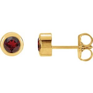 14K Yellow Natural Mozambique Garnet Bezel-Set Earrings - BN & CO JEWELRY