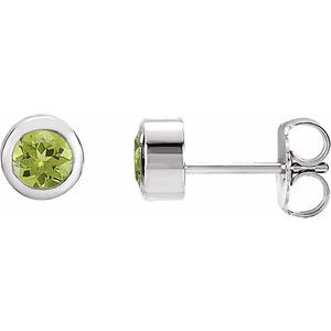 14K White Natural Peridot Bezel-Set Earrings - BN & CO JEWELRY