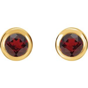 14K Yellow Natural Mozambique Garnet Bezel-Set Earrings - BN & CO JEWELRY