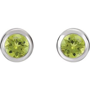 14K White Natural Peridot Bezel-Set Earrings - BN & CO JEWELRY