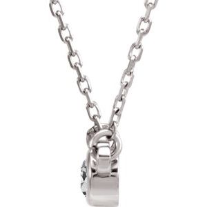 Rhodium-Plated Sterling Silver 4 mm Round Imitation Diamond Solitaire 16" Necklace - BN & CO JEWELRY