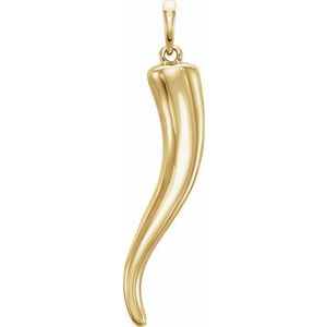 14K Yellow 20.7x4.8 mm Italian Horn Pendant - BN & CO JEWELRY