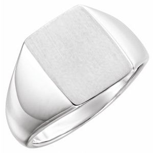 Platinum 15x12 mm Rectangle Signet Ring - BN & CO JEWELRY