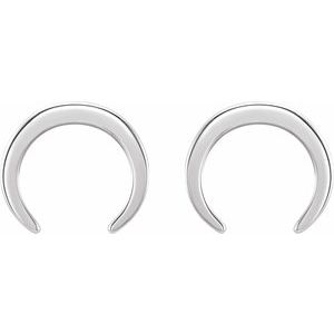 14K White Crescent Earrings - BN & CO JEWELRY
