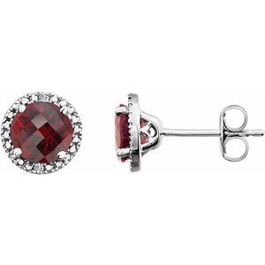 Sterling Silver Natural Mozambique Garnet & .01 CTW Natural Diamond Earrings - BN & CO JEWELRY