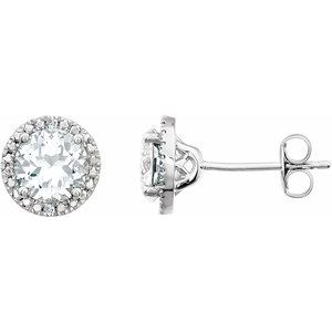 Sterling Silver Lab-Grown White Sapphire & .01 CTW Natural Diamond Earrings - BN & CO JEWELRY