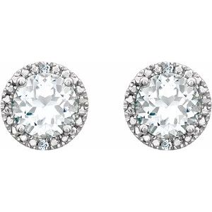 Sterling Silver Lab-Grown White Sapphire & .01 CTW Natural Diamond Earrings - BN & CO JEWELRY