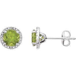 Sterling Silver Natural Peridot & .01 CTW Natural Diamond Earrings - BN & CO JEWELRY